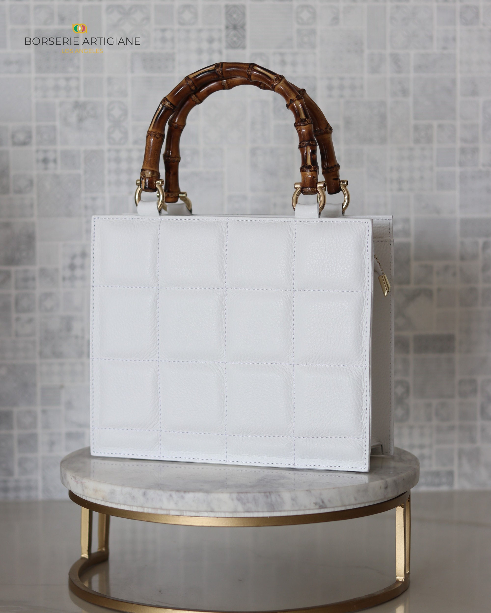 Bamboo Leather Bag Etsy