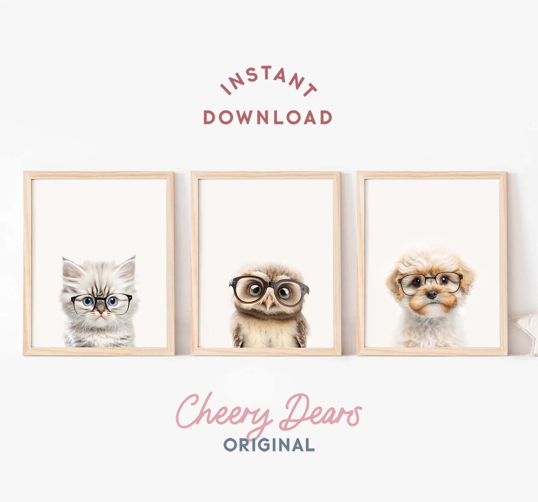Baby Animal Portraits Set of 3 | Nursery Wall Art, Printable Digital ...