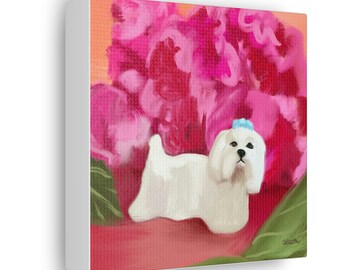 Maltese Print On Canvas Maltese Oil Painting Original Dog Art Maltese Gift Art Maltese Art For Dog Mom