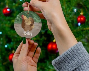 Personalized Chicken Christmas Ornament Chicken Mom Tree Ornament Chicken Farm Gift Party Christmas Ornament Gift Chicken Lover