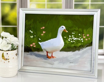 Unframed Duck Painting Print Duck Oil Painting Farm Painting Original Duck Art Still Life Painting