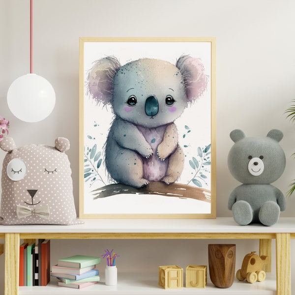 DOWNLOAD Koala PDF - Poster DIN A4, A3, A2, A1, A0 - Print, Wandbild, Poster, Kinderzimmer, Design, Dekoration, Natur, Geschenk