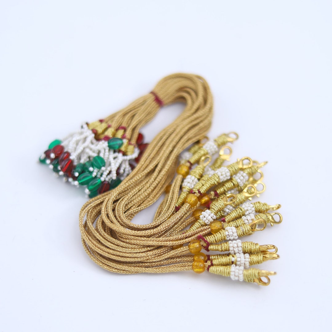 Indian Rope Chain Indian Adjustable Necklace Thread Rope Chain, Chanderi Pearl Dori, Rose ...