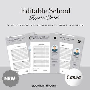 Editable School Report Card Template | Printable Canva Report Card | Homeschool, Teacher PDF | Instant Download