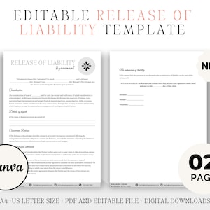 Editable Release of Liability, Release of Liability Template, Liability Release, Waiver Form, Word Template, Editable Template