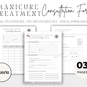 Editable Nail Tech Forms, Nail Technician Form, Nail Consultation, Branding Kit, Nail Tech Price List, Nail Salon Forms,Esthetician Template