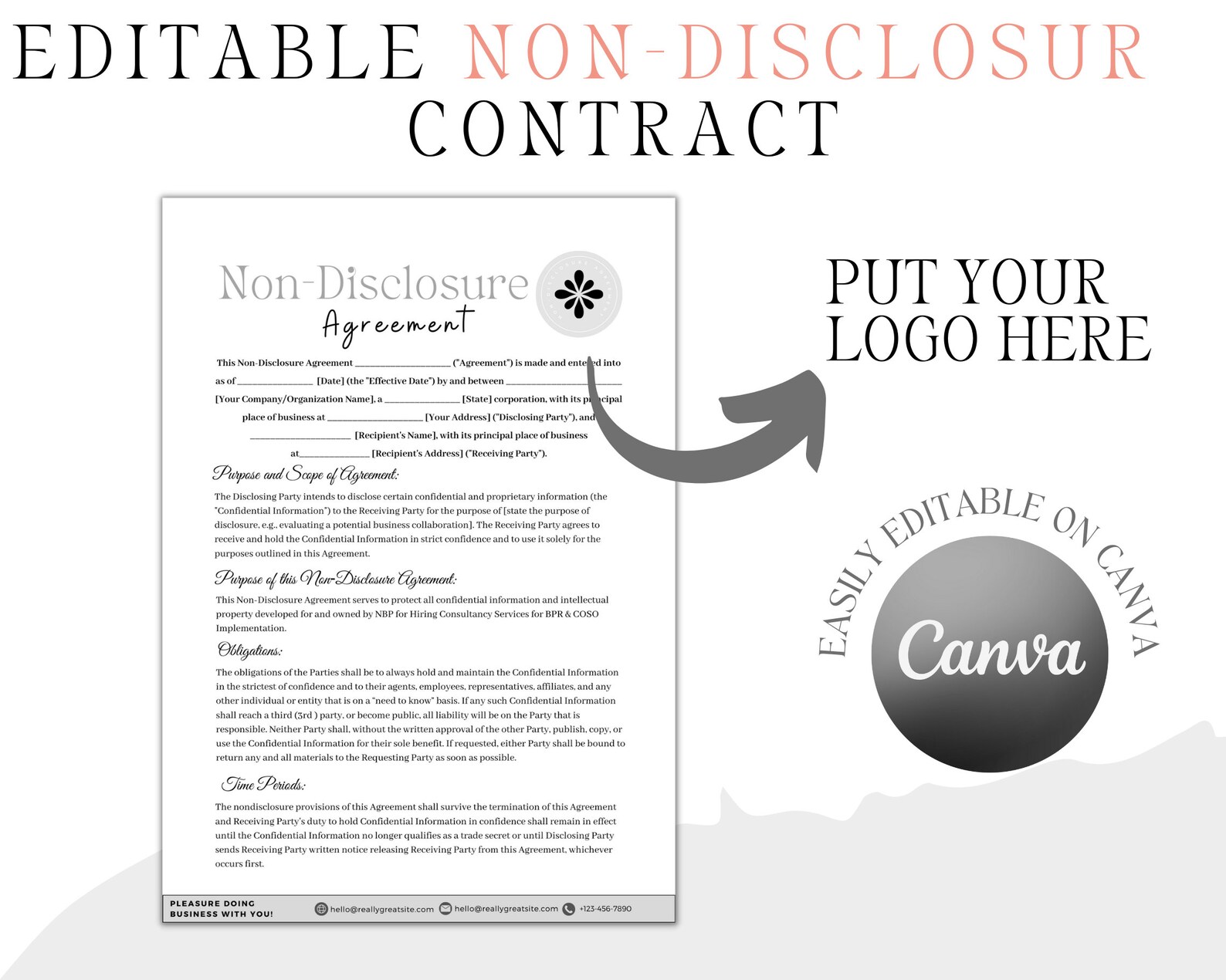 Editable Non Disclosure Agreement Template, Confidential Disclosure ...