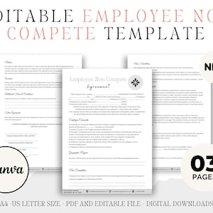 Editable Non-Compete Agreement, Employee Non-Compete Contract, Canva Template, Non-Disclosure / Confidentiality, Instant Download