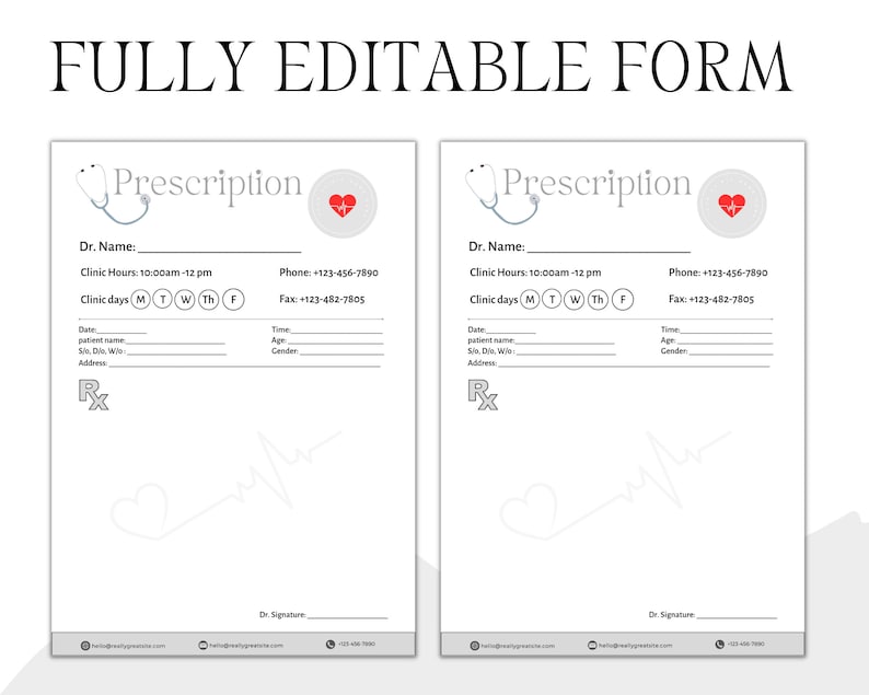 Editable Prescription Pad Template, Medical Prescription, Prescription