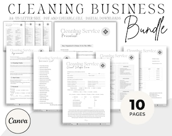 Cleaning Business Forms Bundle, Service Contract, Pricelist (Canva Editable, PDF)