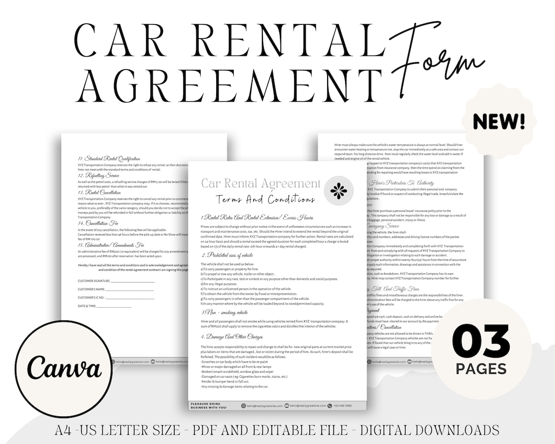 Image 2 for Car Rental Agreement Template Free