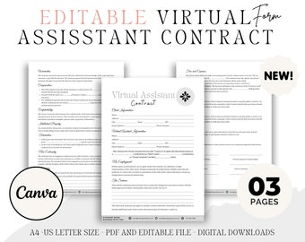 Editable Virtual Assistant Contract Template, Canva VA Agreement (Digital Download)