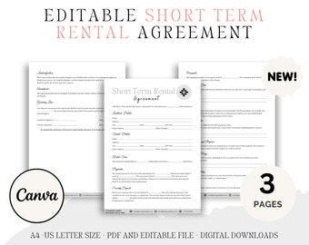 Modèle de contrat de location à court terme, bail de vacances (PDF et fichier modifiable)