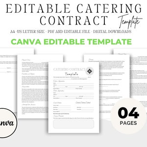 Editable Catering Service Contract Template, Catering Contract Template, Catering Contract form, Catering Agreement form, Canva Template