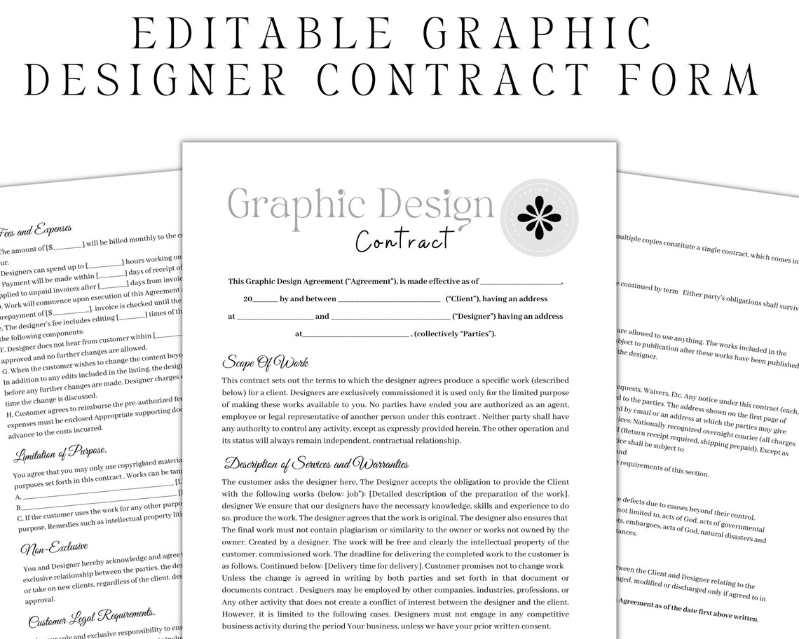 Editable Graphic Designer Contract Template, Web Design Contract Editable Graphic Designer Contract Template, Web Design Contract