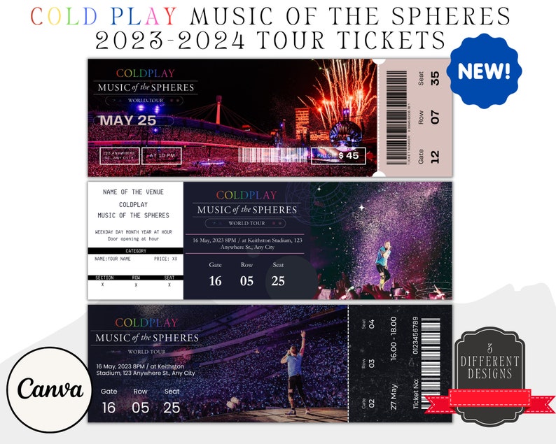 Coldplay Concert Ticket Template Surprise Music of the Spheres Canva