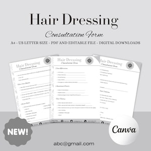 Hairdressing Forms, Editable Hair Consent and Consultation Forms, Hair Agreement, New Client Form, Stylist Form, Salon Form,Instant Download