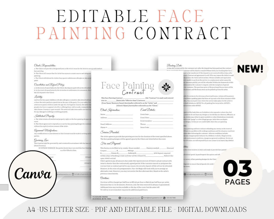 Face Painting Contract, Easy Face Paint, Painting Artist, Face Painting
