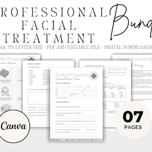 Editable Facial Treatment Forms Bundle, Esthetician Forms, Facial Consent Forms, Facial Aftercare, Esthetician Template, Canva Templates PDF