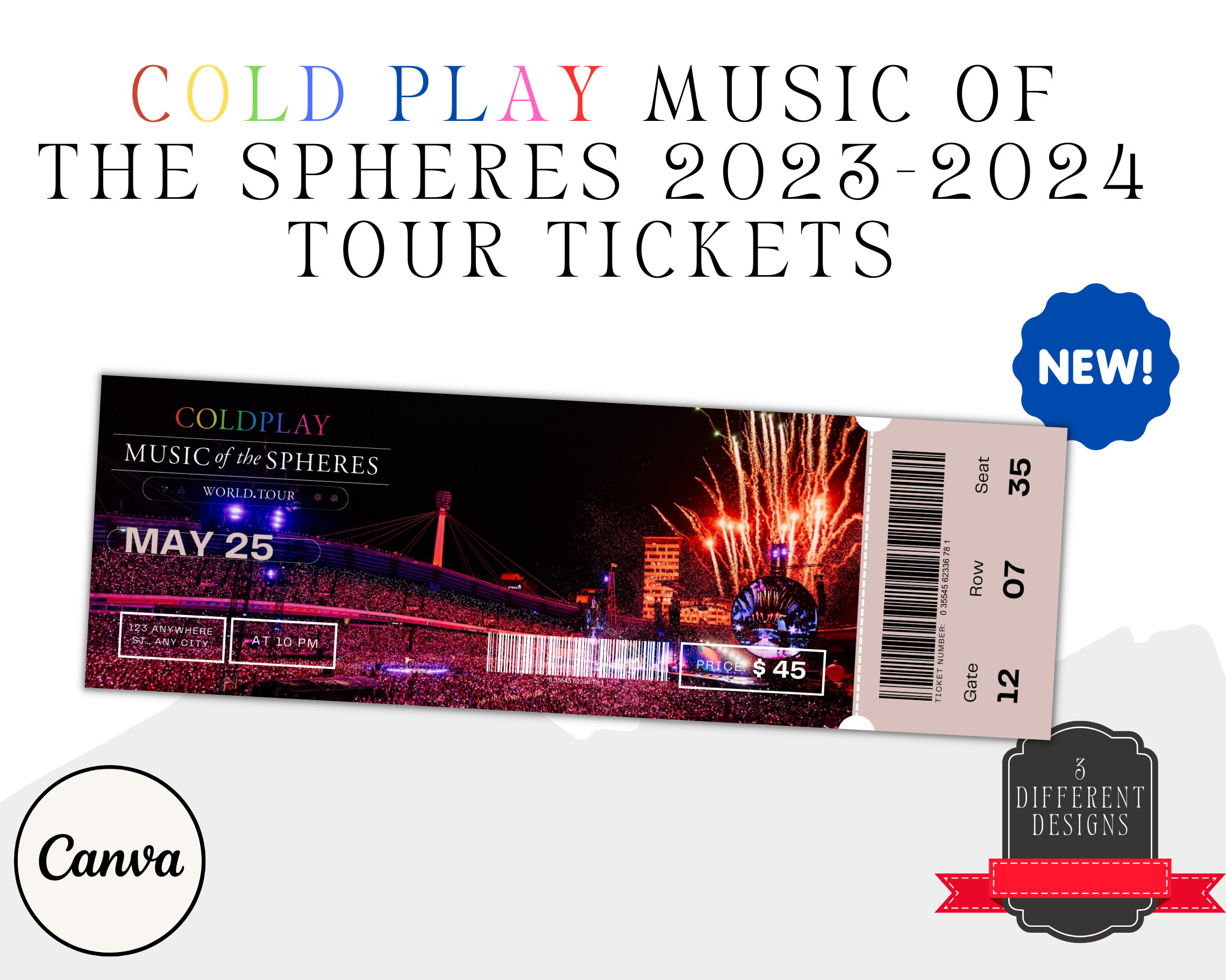 Coldplay Concert Ticket Template Surprise Music of the Spheres Canva