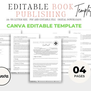 Editable Book Publishing Contract Form, Canva Template, Self-Publishing Guide, Book Launch Planner, Digital Downloads