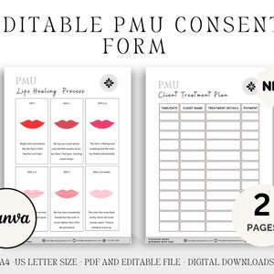 Formulaires de consentement de l'UGP | Formulaire de consentement maquillage permanent Formulaires client Pmu Formulaire Pmu Dossier client Pmu Sourcils de poudre de consentement