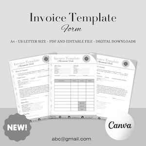 Minimalist invoice template word, Small Business invoice editable, invoice template Billing template, Invoice form, Canva Template
