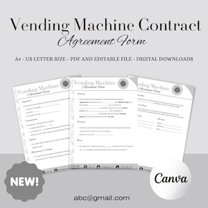Vending Machine contract Agreement | Editable Contract | Vending Machine Location Agreement | Vending Machine Business Contract | Canva