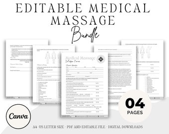 Editable Medical Massage Forms Bundle (Canva PDF)