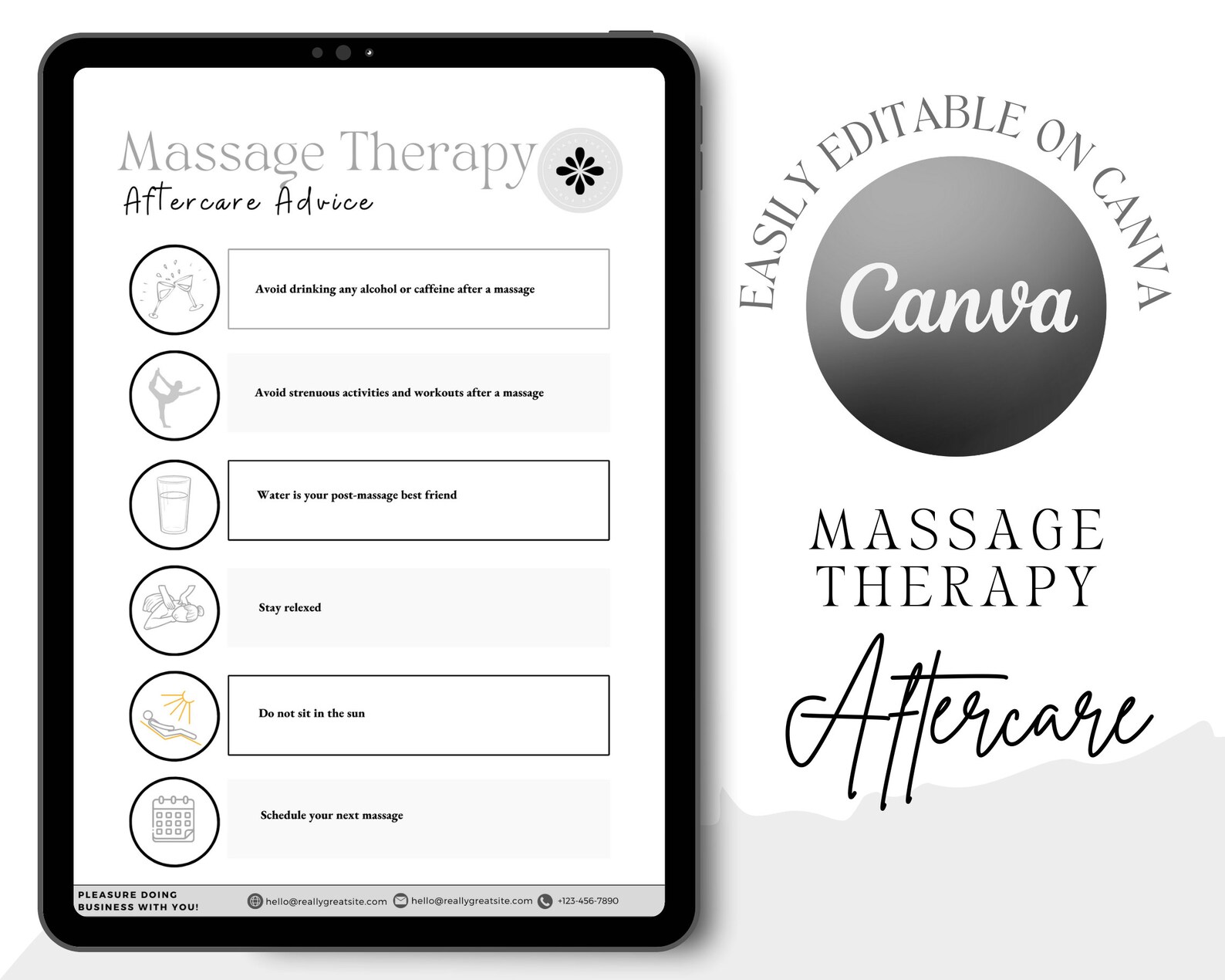 Professional Massage Intake Form Bundle Canva Editable, Massage Therapy