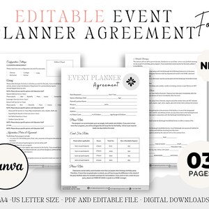 Editable Event Planner Contract Template, Wedding Planner,Event Planning Forms, Wedding Planning, Wedding Contract, Wedding Agreement