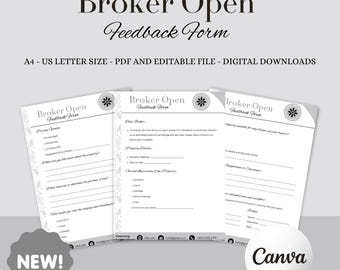 Editable Broker Open House Feedback Form, Real Estate Agent Template (Canva, Digital Download)