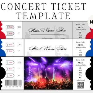 Plantilla de entrada para conciertos, plantilla Canva de entradas para eventos editables, regalo de entradas para conciertos personalizado, idea de regalo de entradas para conciertos imprimibles. TDS-13