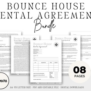 Editable Bounce House Rental Agreement, Rental Contract Agreement Templates, Inflatable Contract, Inflatable Agreement, Bounce House Rental
