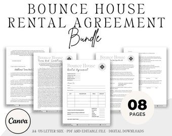 Editable Bounce House Rental Agreement, Rental Contract Agreement Templates, Inflatable Contract, Inflatable Agreement, Bounce House Rental