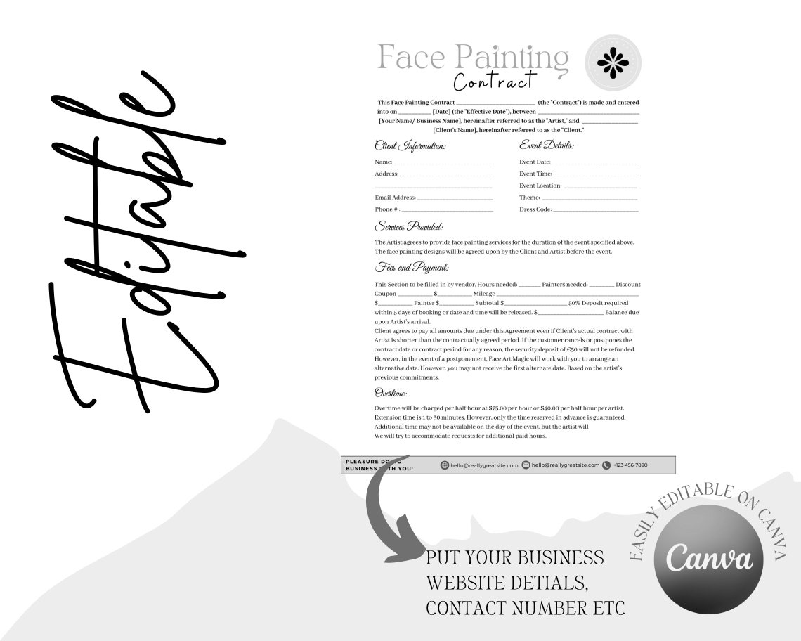 Face Painting Contract, Easy Face Paint, Painting Artist, Face Painting