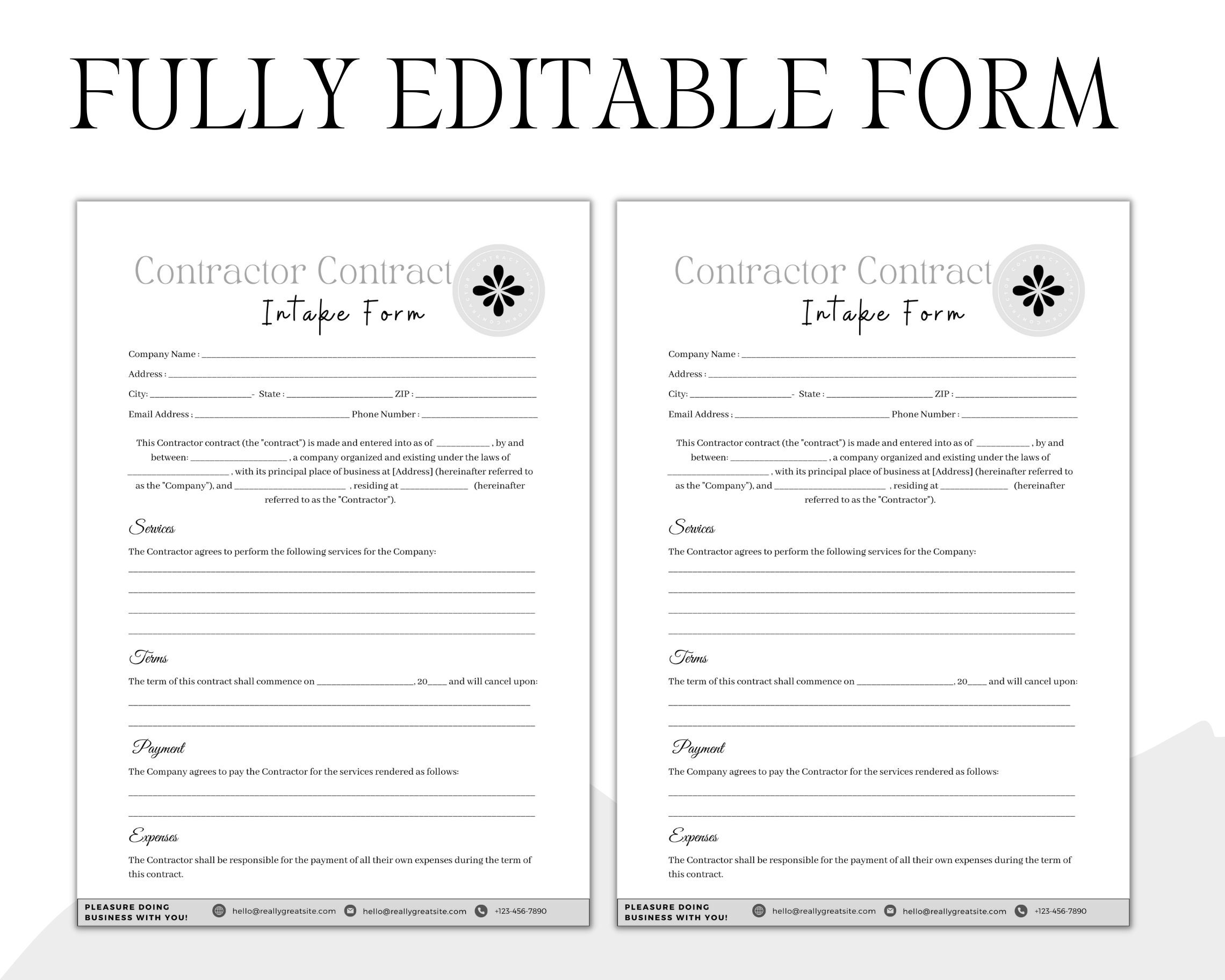 Editable Contractor Contract Template, Contractor Agreement Canva