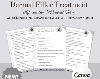 Dermal Filler Consent Form Template, Editable Medspa Injector Waiver (Canva)