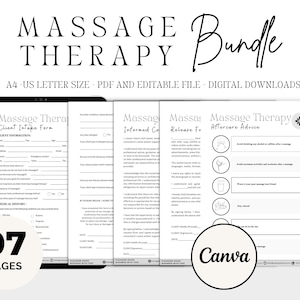 professionelles Massage Intake Form Bundle Canva bearbeitbar, Massagetherapieformen, Masseurin Intake Form, Massage Nachsorge, Canva