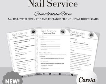 Nail Service Consultation Form, Editable Client Intake (Canva Template)