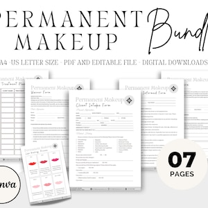 Formulaires de maquillage permanent, formulaires de consentement Pmu, formulaires de fard à joues pour les lèvres, formulaires de micropigmentation, formulaires PMU, fiche client Pmu, téléchargements instantanés CANVA