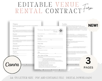 Editable Venue Rental Contract Template – Wedding & Event (Digital Download)