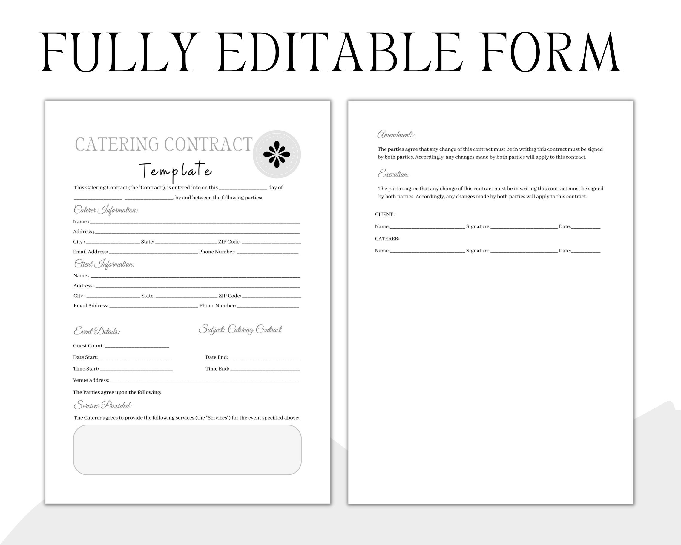 Editable Catering Service Contract Template Catering Contract Template