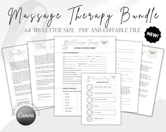 Massage Therapy Forms Bundle, Client Intake, Consent, Aftercare (PDF & PNG)
