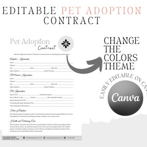Editable and Printable Pet Adoption Contract, Instant Download Puppy ...