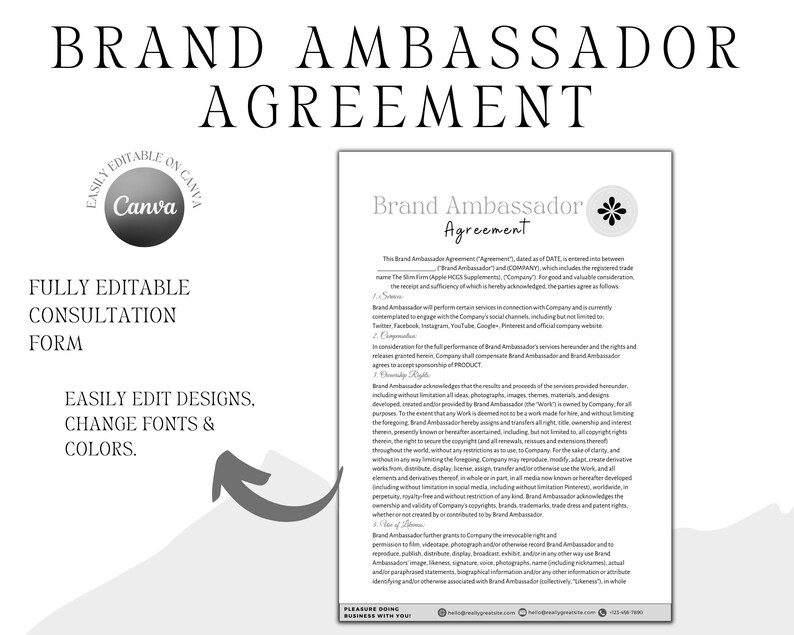 Brand Ambassador Contract 4 Pages, Brand Ambassador Agreement