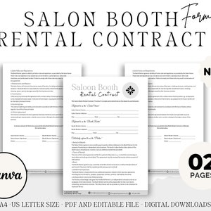 Editable Salon Booth Rental Contract Form, Editable Booth Rental Agreement, Salon Station, Spa Rental, Salon Chair Rental, Salon Lease,Canva