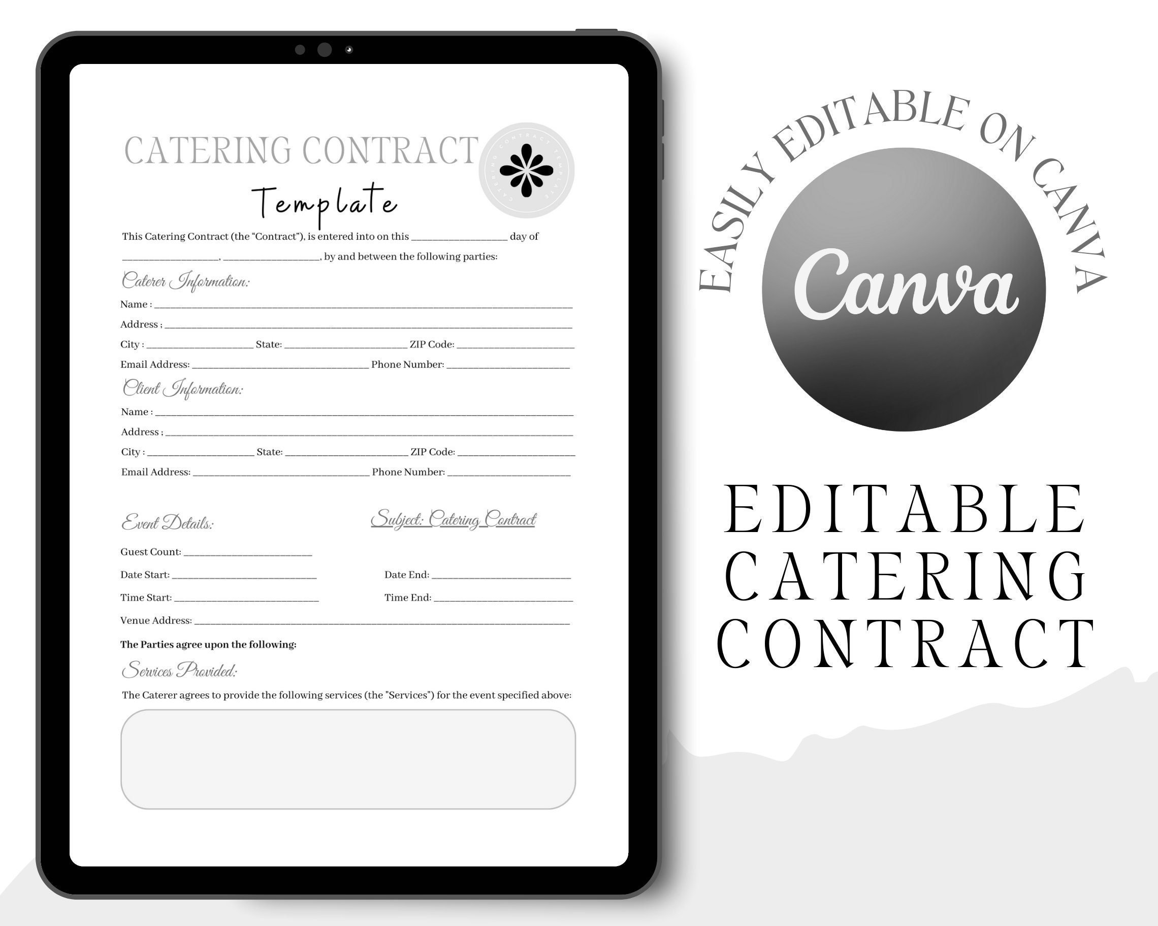 Editable Catering Service Contract Template Catering Contract Template