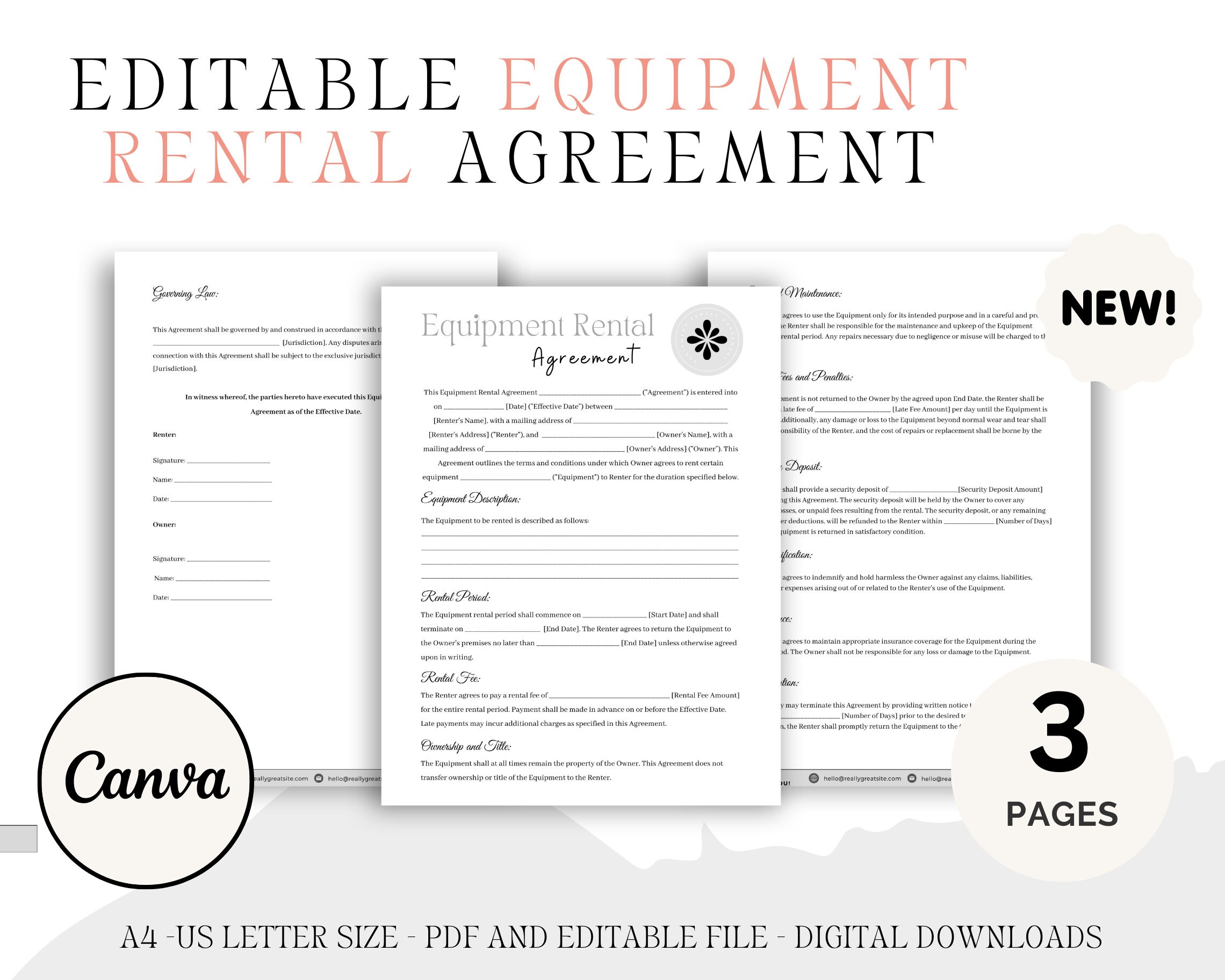 Equipment Rental Agreement Template, Equipment Rental Contract