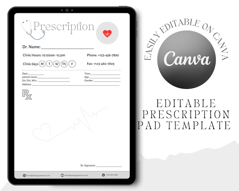Editable Prescription Pad Template, Medical Prescription, Prescription